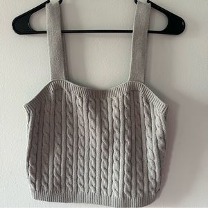 Hollister light gray cropped sweater tank top